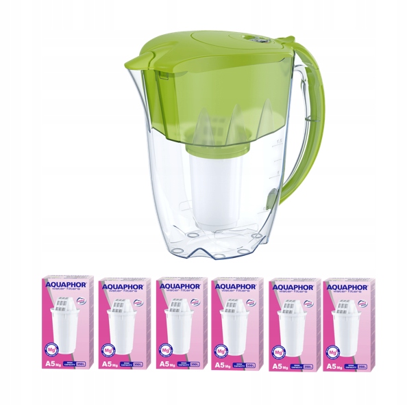 Dzbanek filtrujący Aquaphor Arctic 2,8 l z 6 wkładami A5 Mg limonka