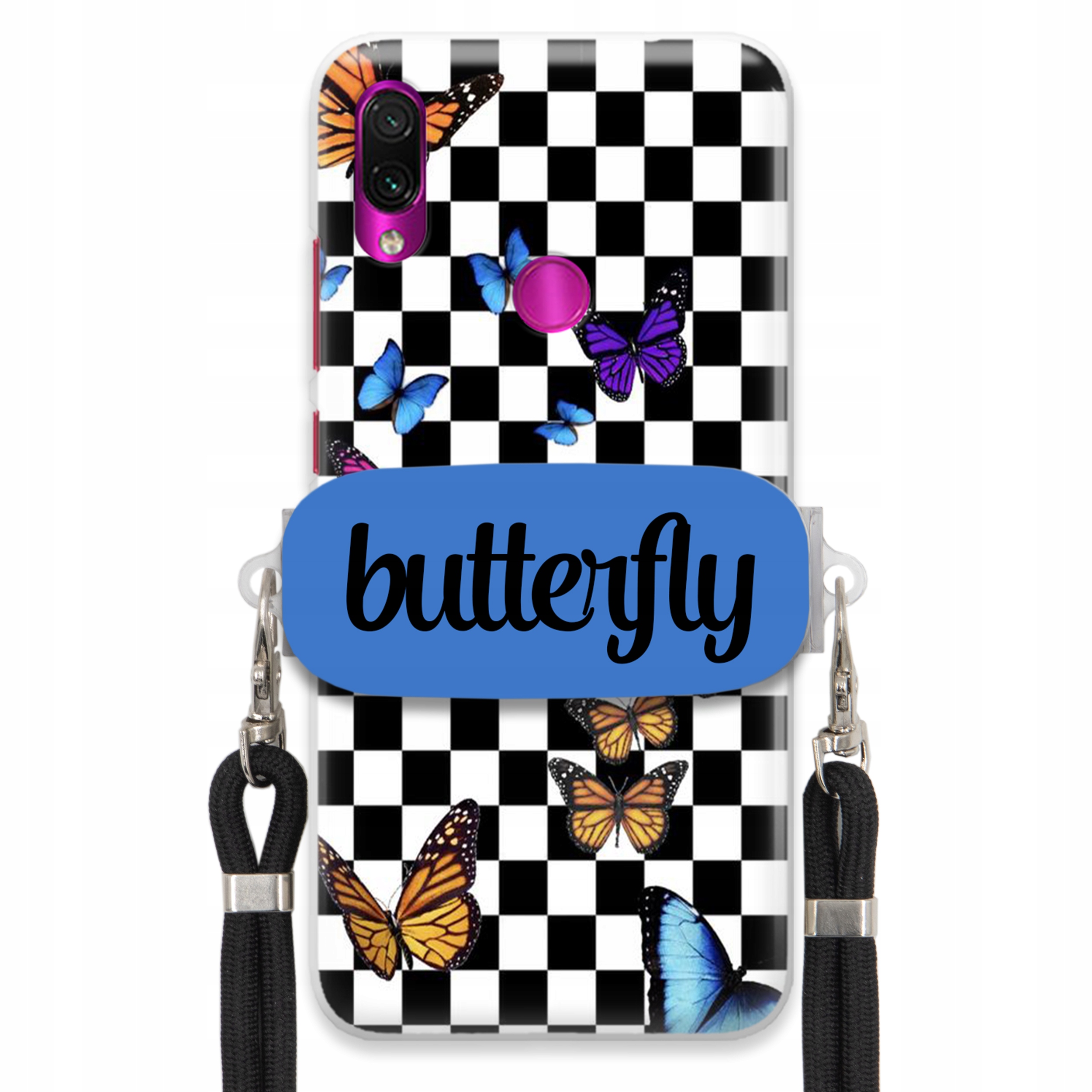 Puzdro Pre Xiaomi Redmi Note 7 Puzdro Obdĺžnikový Držiak Vodítko Butterfly Motýle