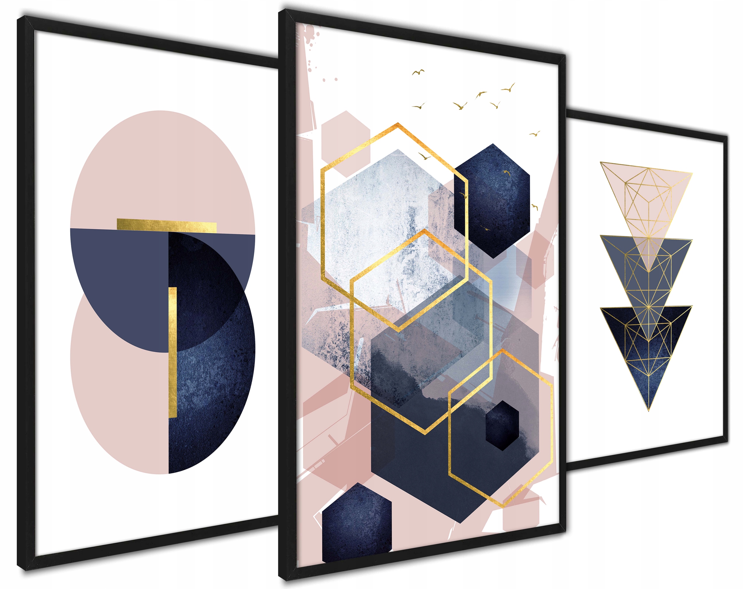 Plakaty grafiki ABSTRAKCJA ZŁOTE RÓŻ geometryczne