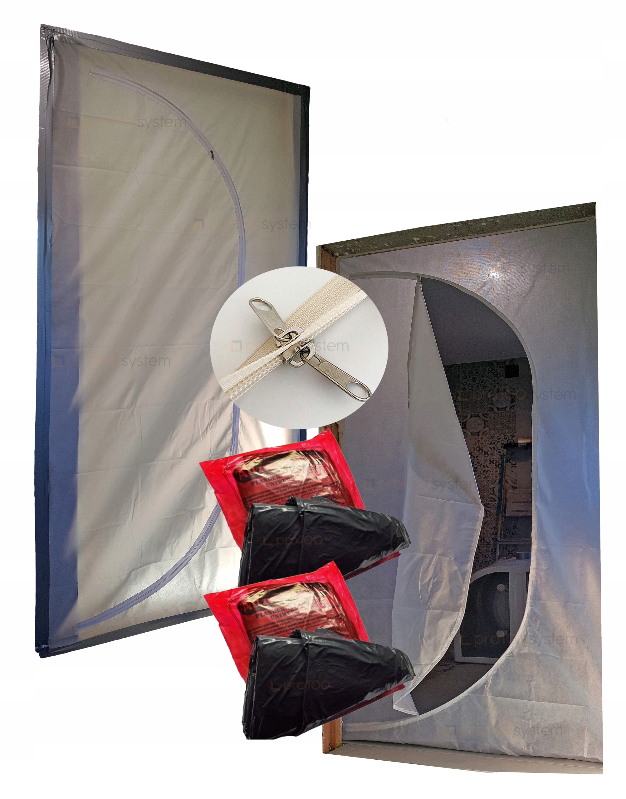 DRZWI REMONTOWE BUDOWLANE PRZECIWPYŁOWA KURTYNA + 2 sztuki FOLIA MALARSKA