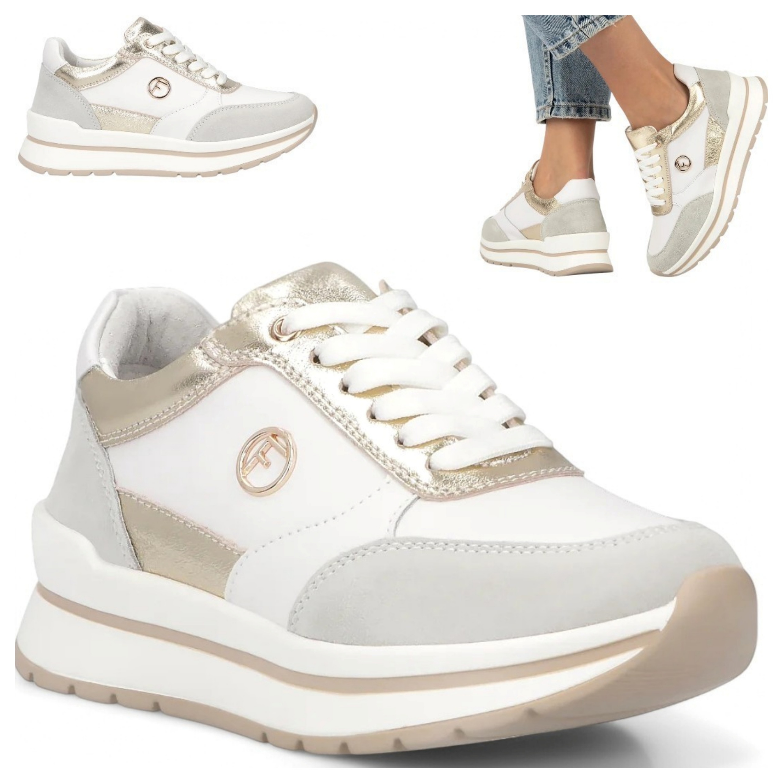 Dámské kožené tenisky 37 Filippo Jarní polobotky Šněrovací platforma