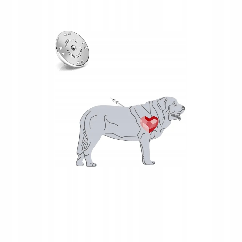 Odznak Stříbro 925 se psem Španělský mastif Narozeniny Dárek Dedikace