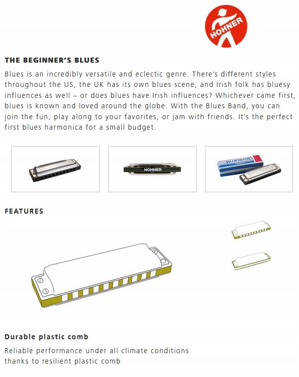 Blues Band C-dur - Harmonijka ustna diatoniczna Hohner Kod producenta BLUES-BAND-C