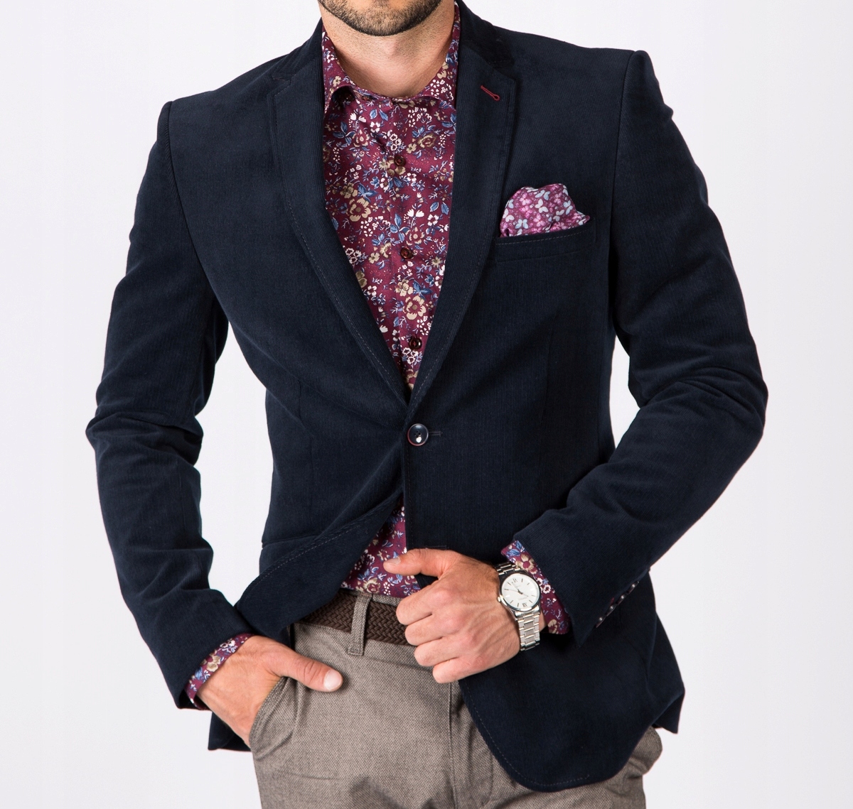 Modrá manšestrová sako bunda 176/96