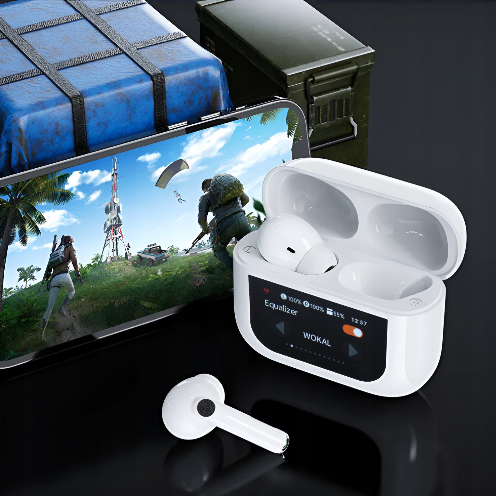 SŁUCHAWKI BEZPRZEWODOWE DOUSZNE DOKANAŁOWE BLUETOOTH BIAŁE WYŚWIETLACZ LED Rodzaj słuchawek douszne