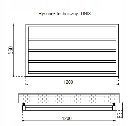 Dekorativní Radiátor Tinis H560 L1200 Zlatý