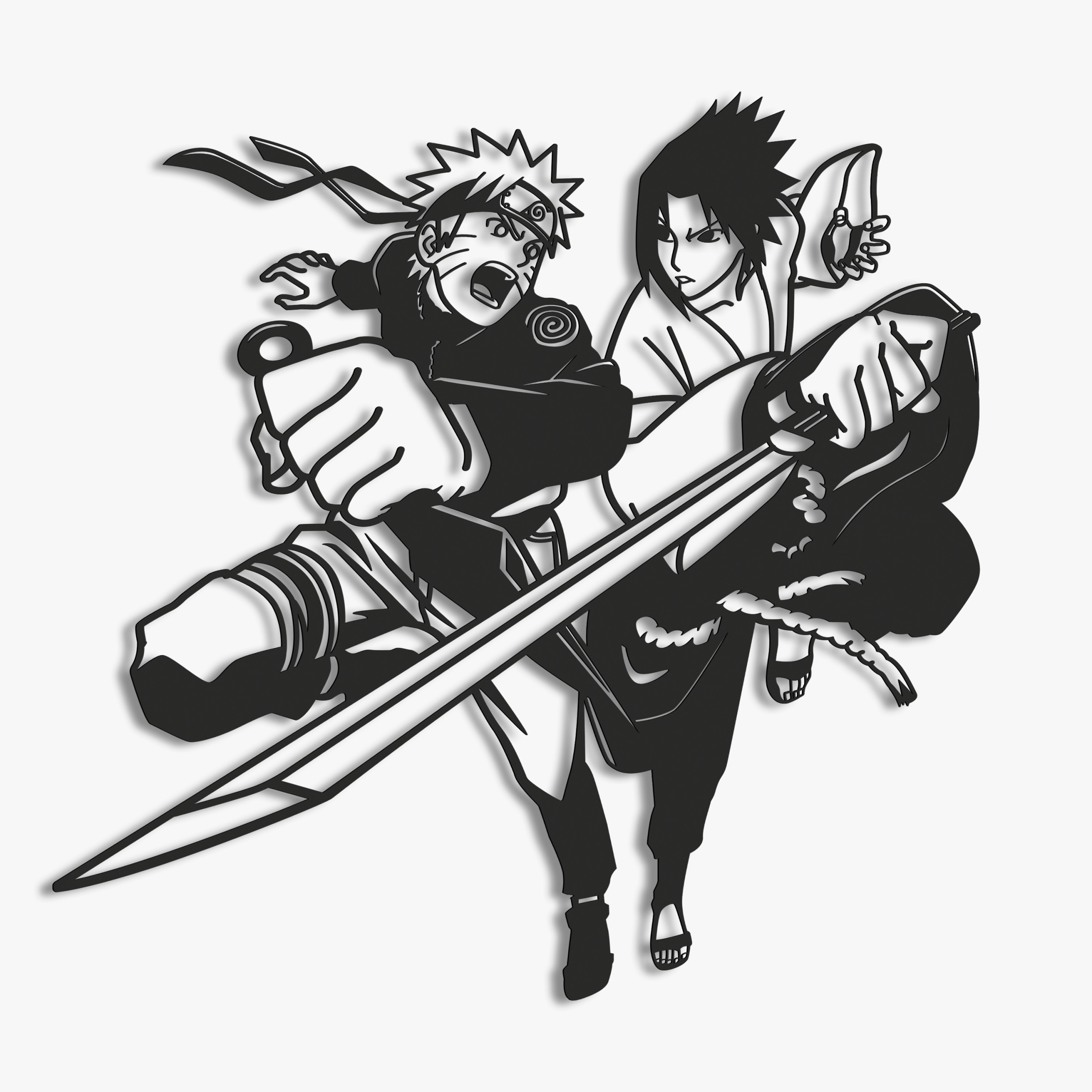Dřevěný 3D obraz Anime Naruto vs Sasuke Nástěnná Dekorace Dárek
