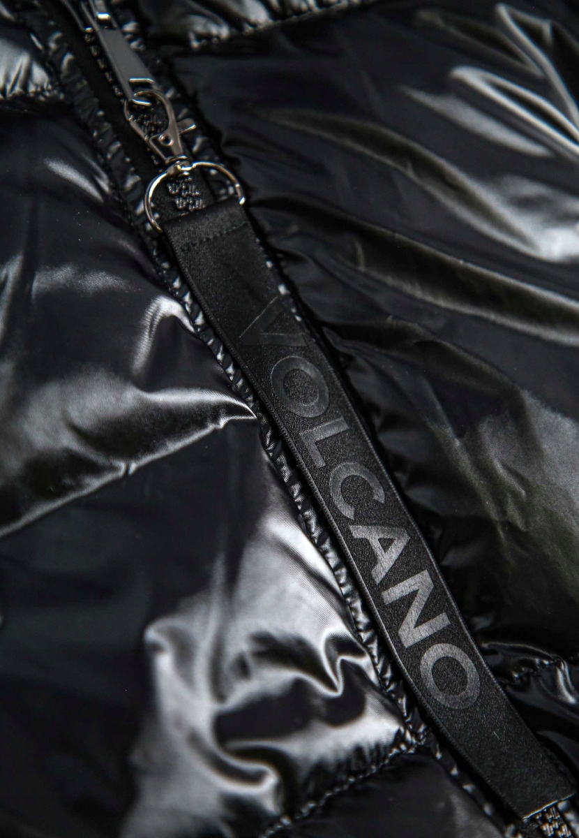 DAMSKA DŁUGA BŁYSZCZĄCA KURTKA VOLCANO J-BLANC L Kaptur z kapturem