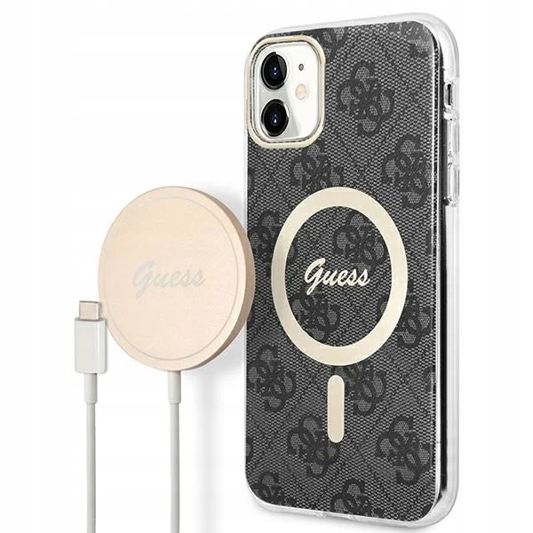 Sada Guess pouzdro bezdrátová nabíječka GUBPN61H4EACSK pro Apple iPhone 11