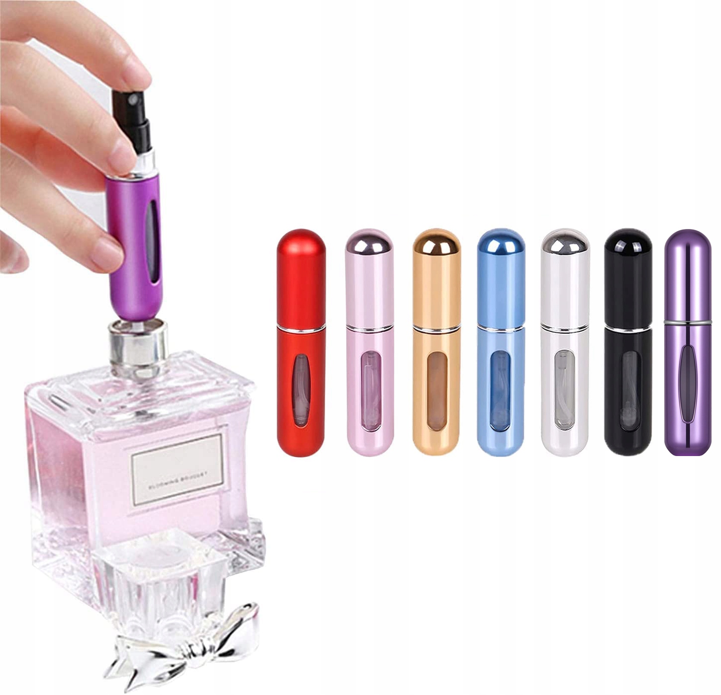 ATOMIZERY PODRÓŻNE Z ROZPYLACZEM DO PERFUM Wysoka jakość 7szt. Marka inna marka