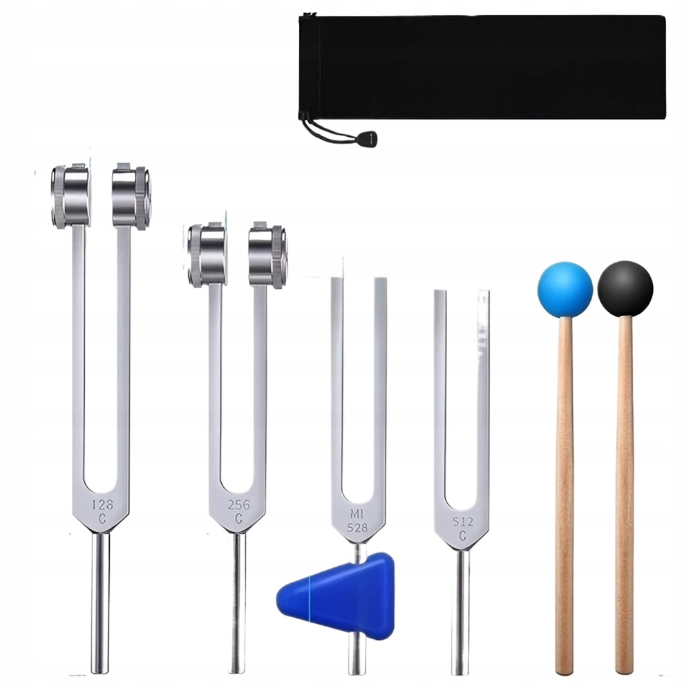 4x Sada Zdravotních Kamertonů Hudební Nástroje 128 Hz 256 Hz 512 Hz 528 Hz