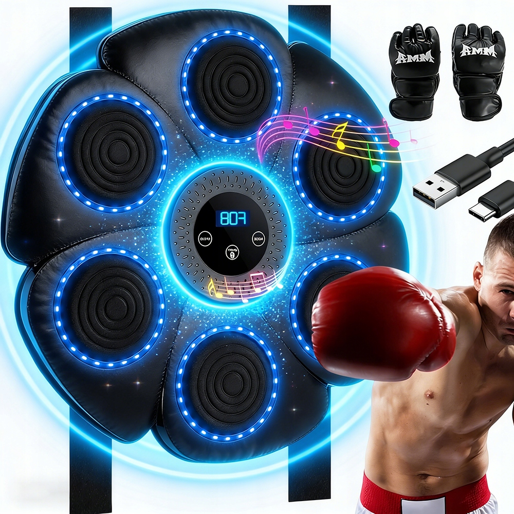 Music Boxing Machine Z Bluetooth 9 Trybów Gry Amortyzacja Rękawice