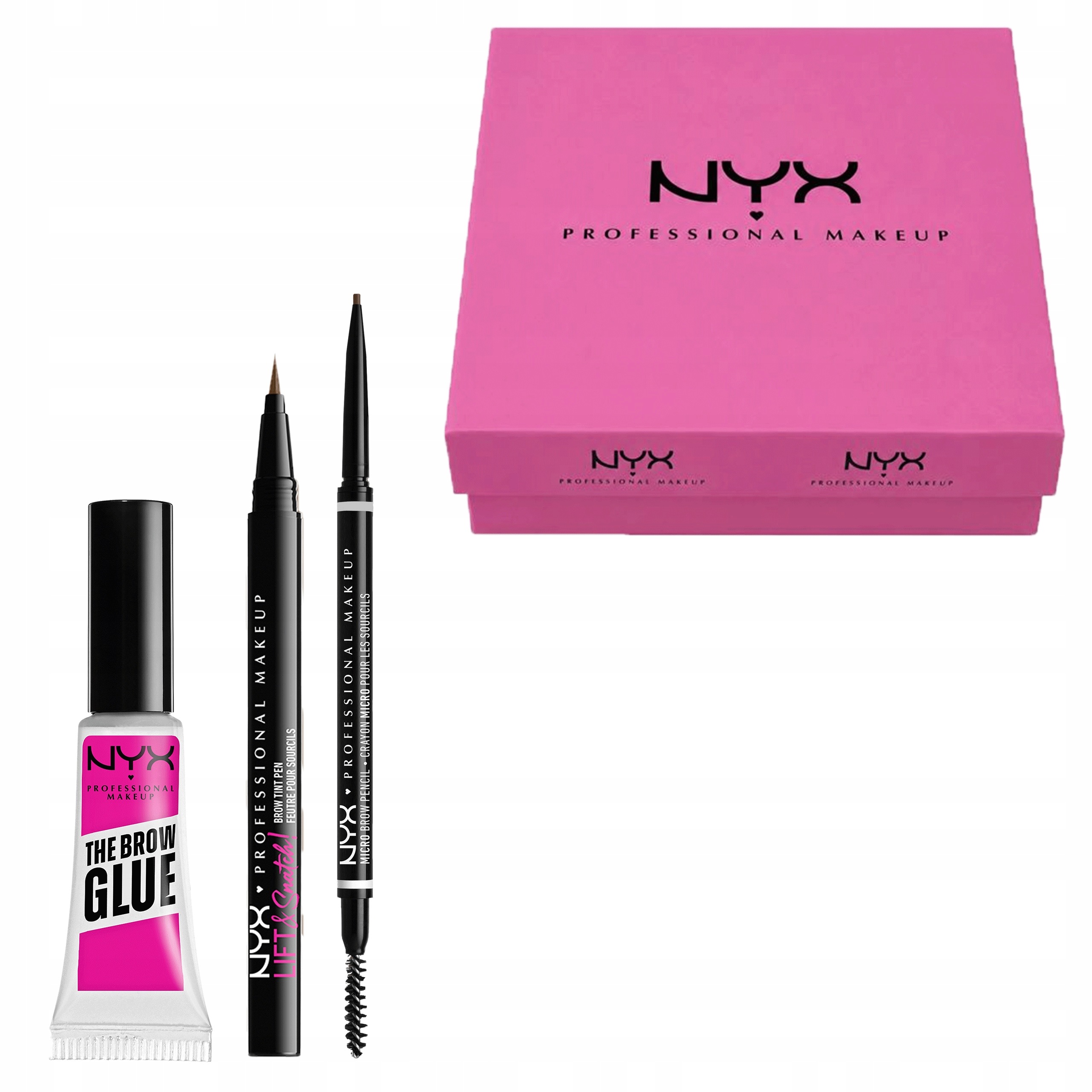 Zestaw Nyx Żel Brow Glue Kredka do Brwi Brunette Pisak do Brwi Brunette