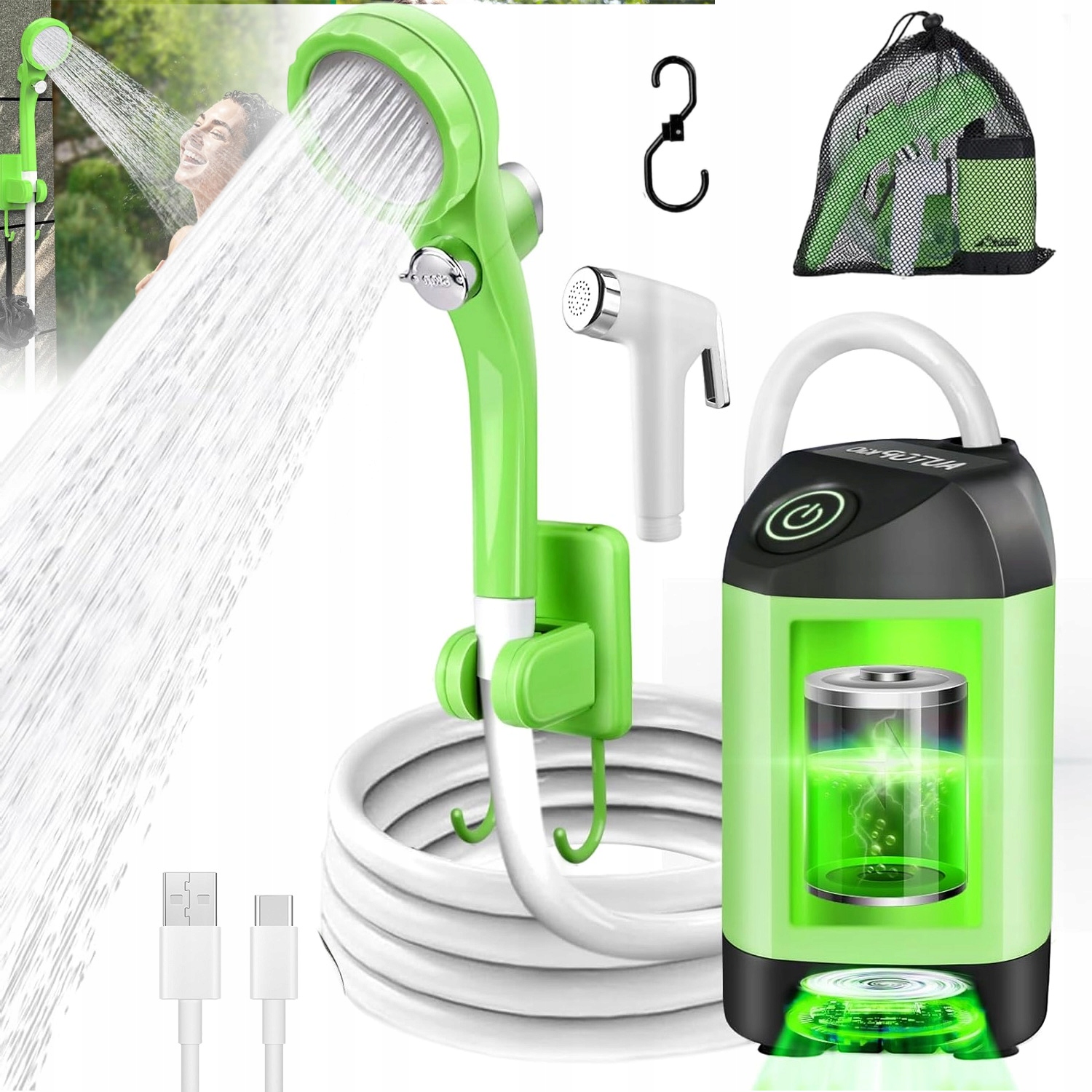 Turistická Sprcha Kempingová Přenosná Polní Voděodolná Usb