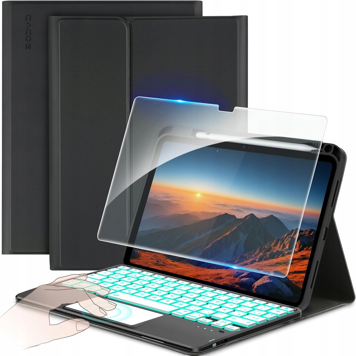 Pouzdro s klávesnicí pro iPad 10 10.9 2022 Cacoe K08 Qwerty s touchpadem, černé