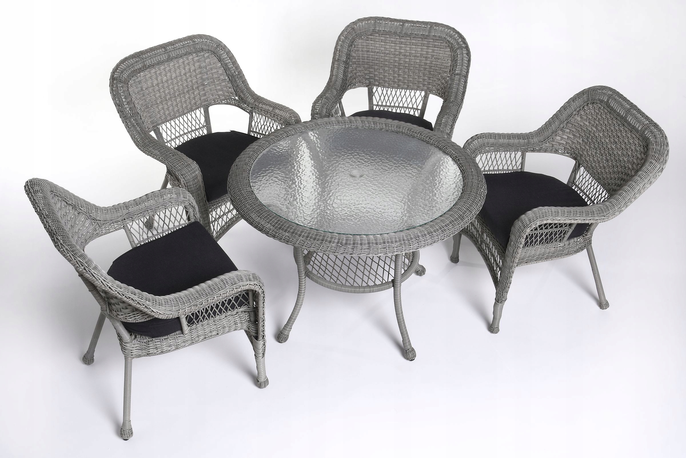 Meble ogrodowe stół okrągły 4 krzesła rattan Rodzaj stół i krzesła