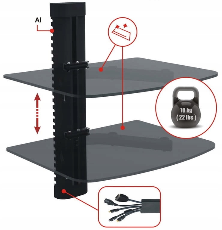 Półka pod telewizor podwójna DVD, dekoder, konsola Marka Opticum