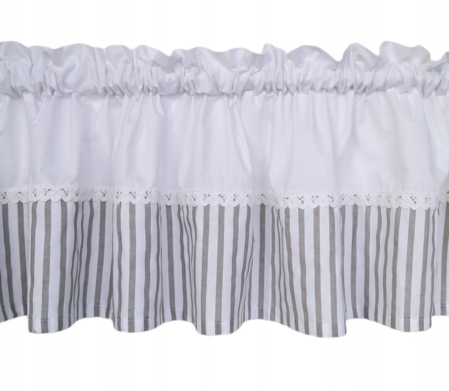 

Zazdroska Firanka Pasy Paski Szare koronka 50