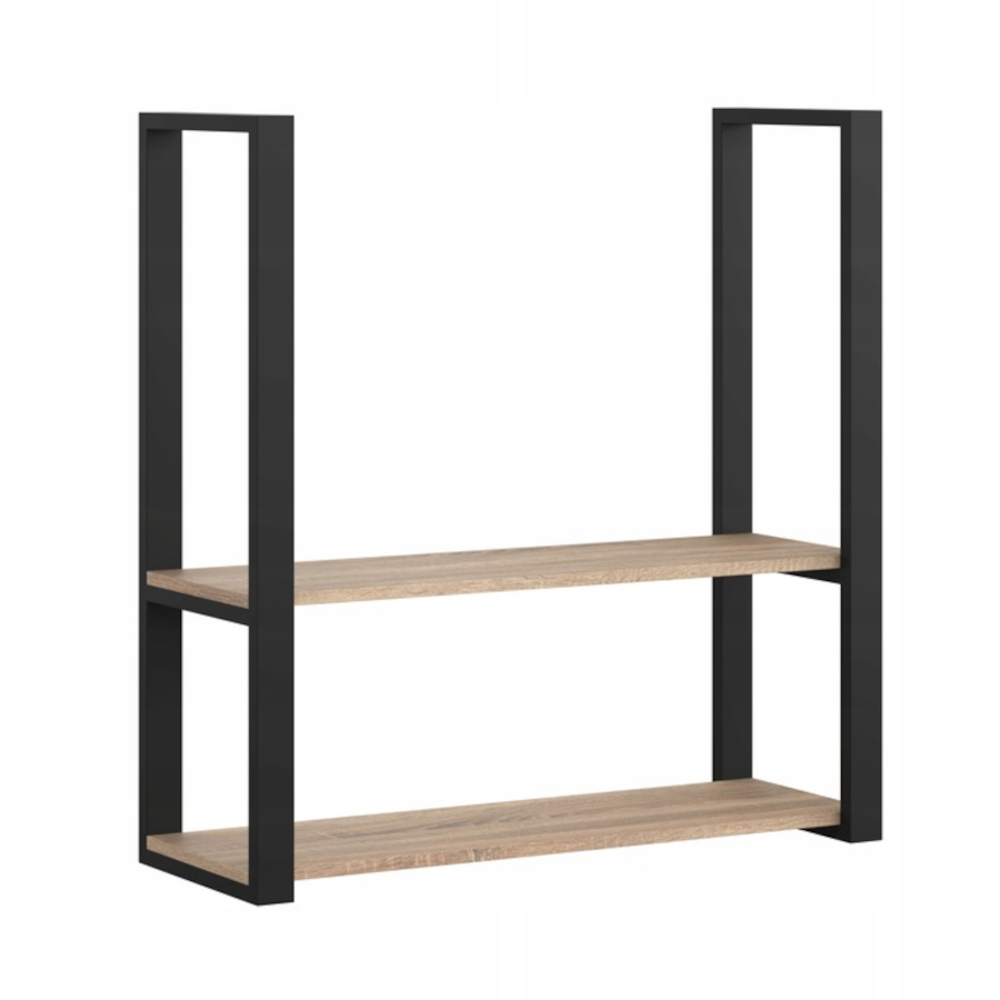 Závěsná stropní police Loft Černá Kovová 90 cm na knihy Dub Sonoma