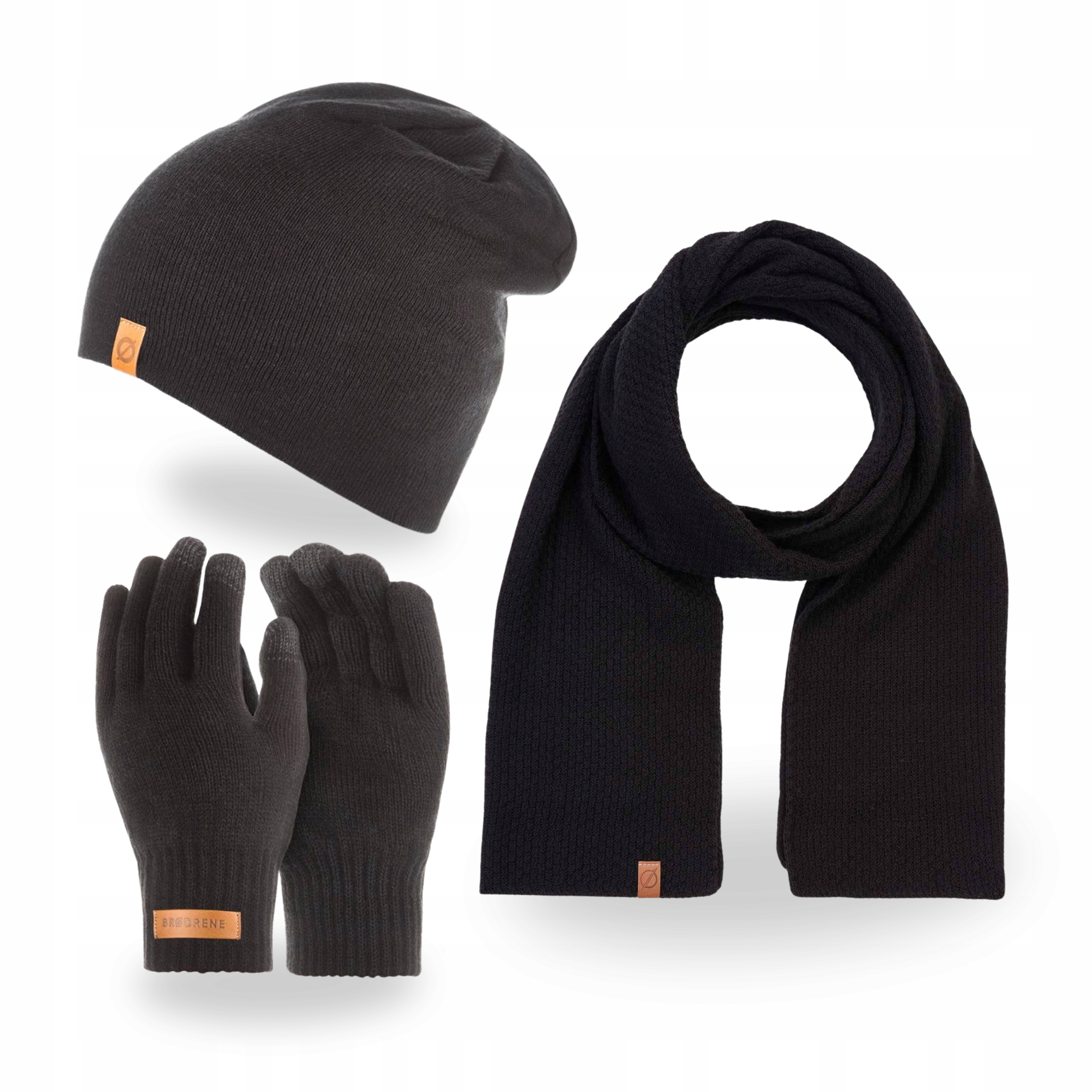 Pánská zimní sada Čepice Šmoulinka Šátek Rukavice Brodrene Černá