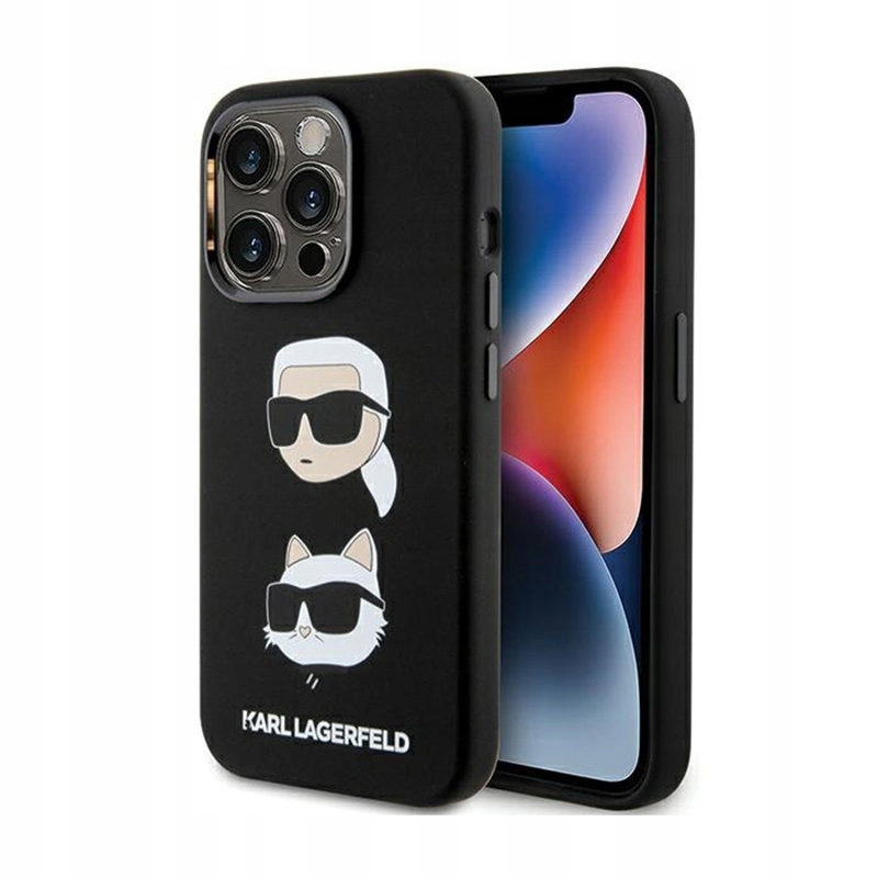 Karl Lagerfeld Silicone Karl Choupette Heads Pouzdro pro iPhone 15 Pro, černé