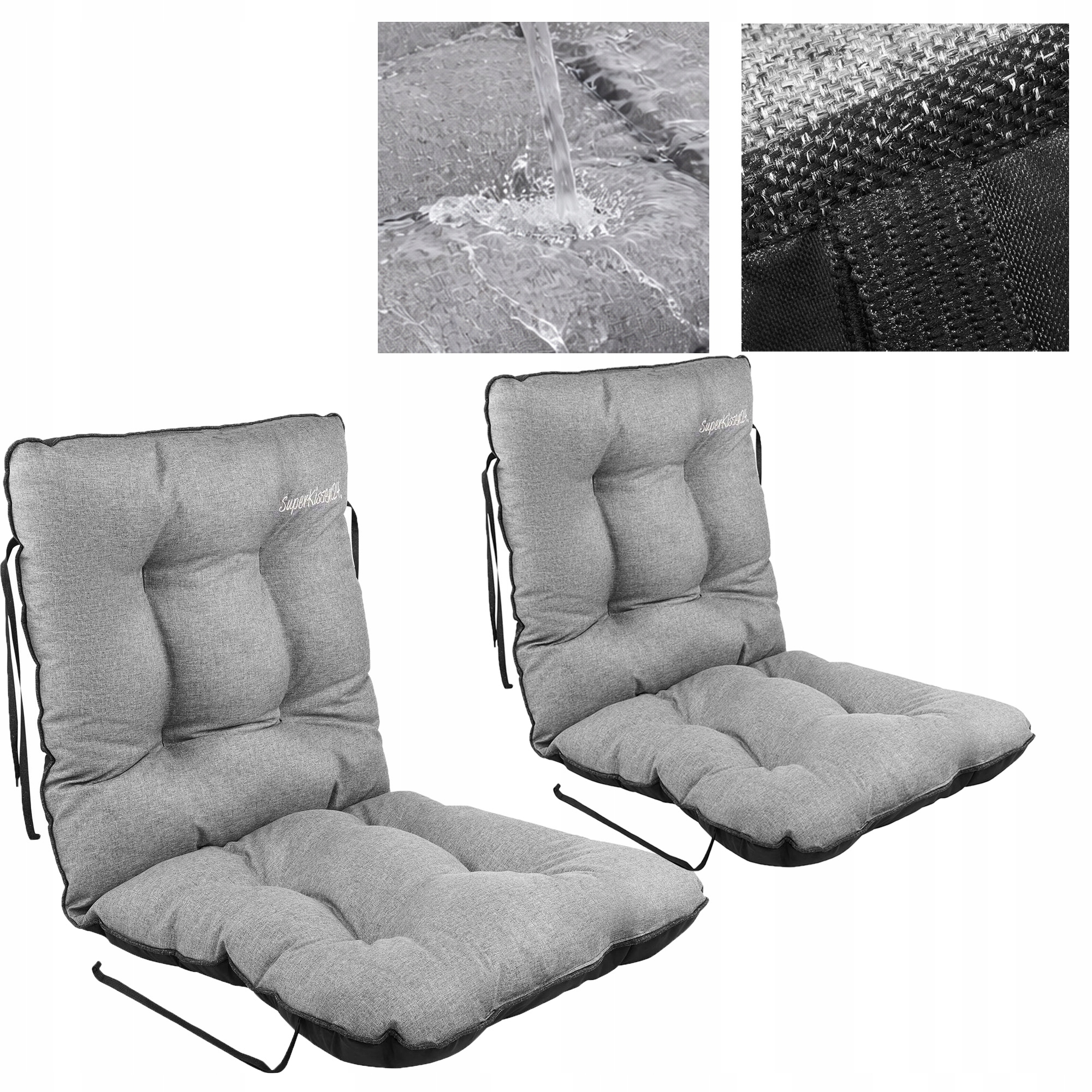 Set polštář Voděodolná na zahradní židli 48x48x48 Len Šedá 2ks