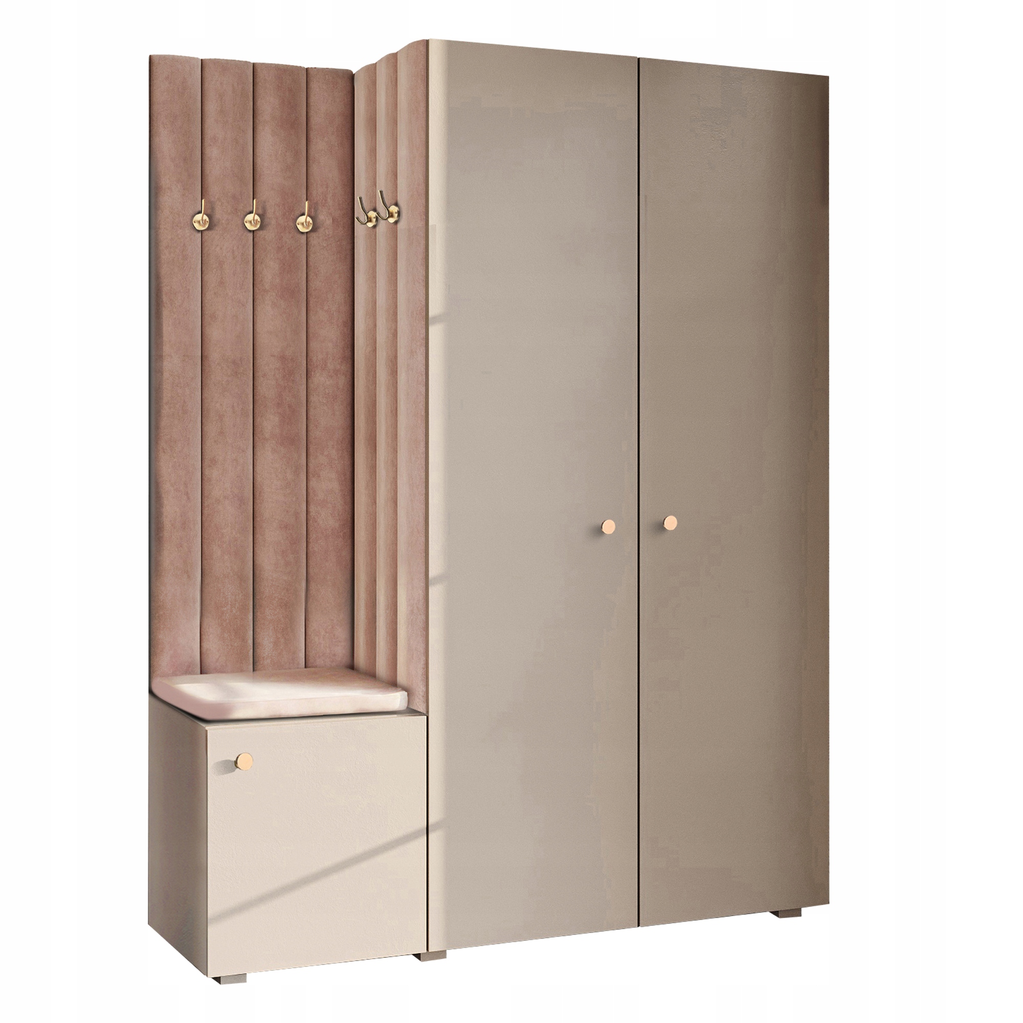 Šatní Skříň Do Předsíně S Sedákem, Béžová, Zlatý Knoflík 60