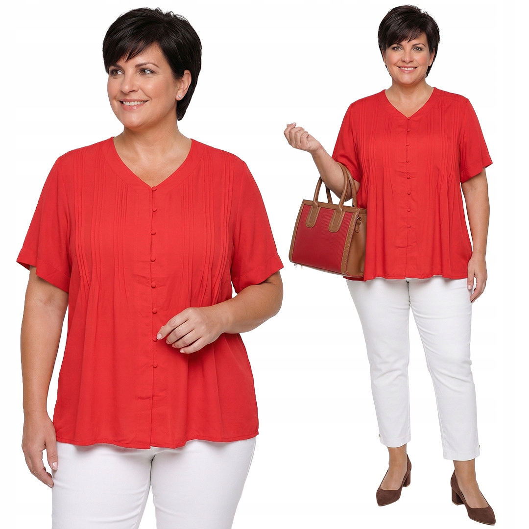 Červená halenka na knoflíky plus size velikost 54