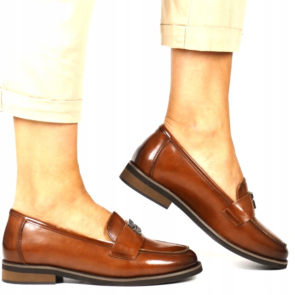 Hnědé Mokasíny Na Ploché Podrážce, Polobotky S Ozdobou, Elegantní Podzim