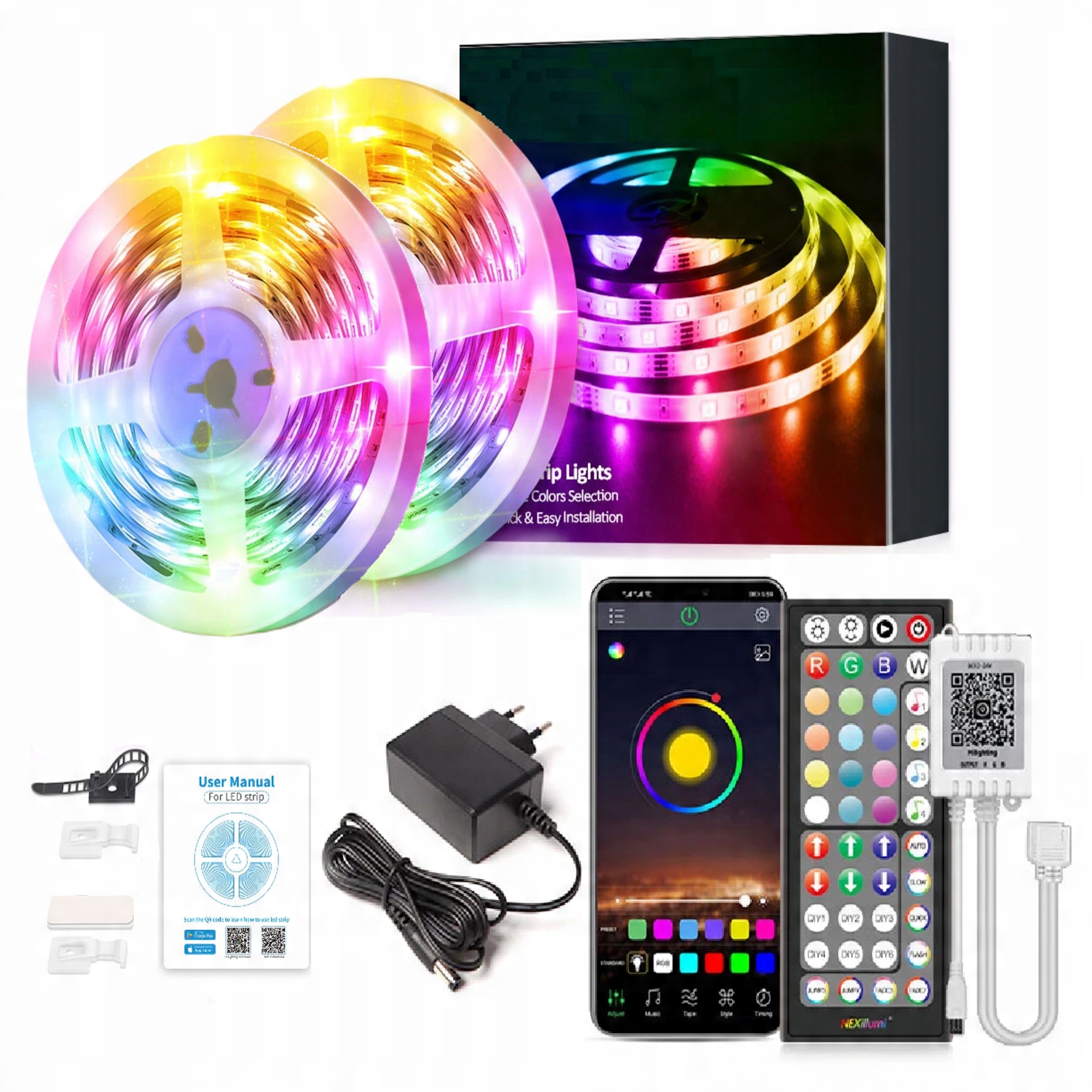 

Taśma Led 10m Rgb 5050 Bluetooth Aplikacja Mobilna