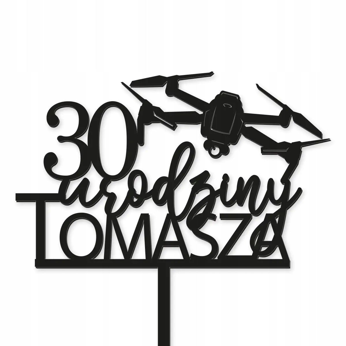 

Topper Dron urodziny napis dekor tort imię Czarny