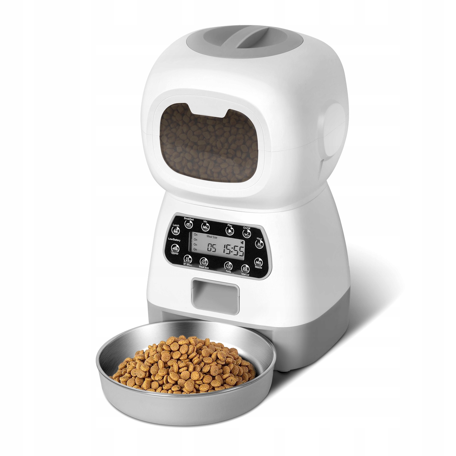 Automatický krmítko pro kočky 3,5 l, automatický robotický dávkovač krmiva pro psy, hlasový záznamník