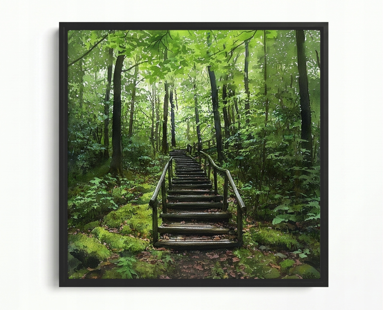 Obraz Rám Americký Box Krajina Kopec Les Stromy Schody Stezka 50x50