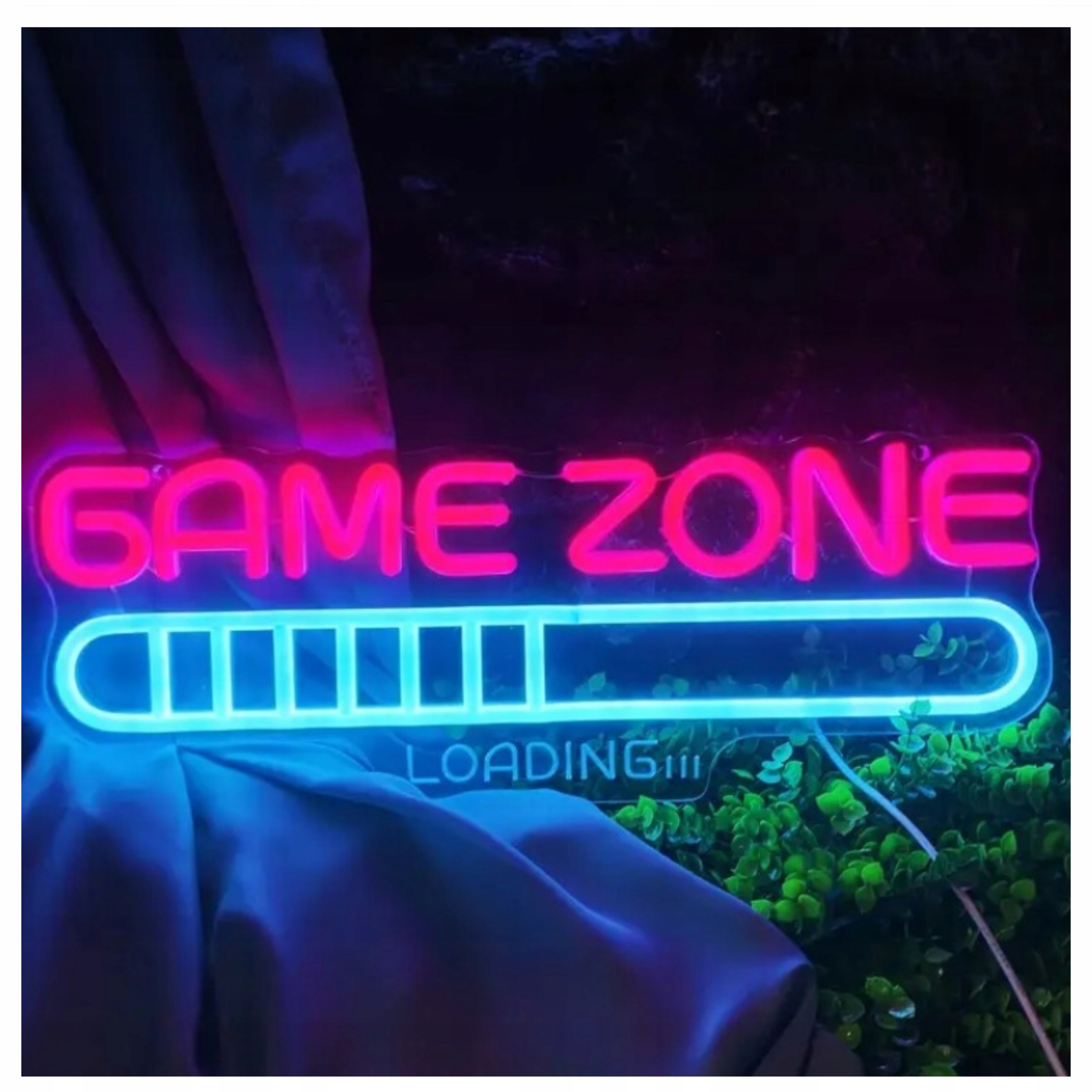 Duży Neon Led Game Zone Loading Lampka Nocna Na Ścianę Dla Gracza