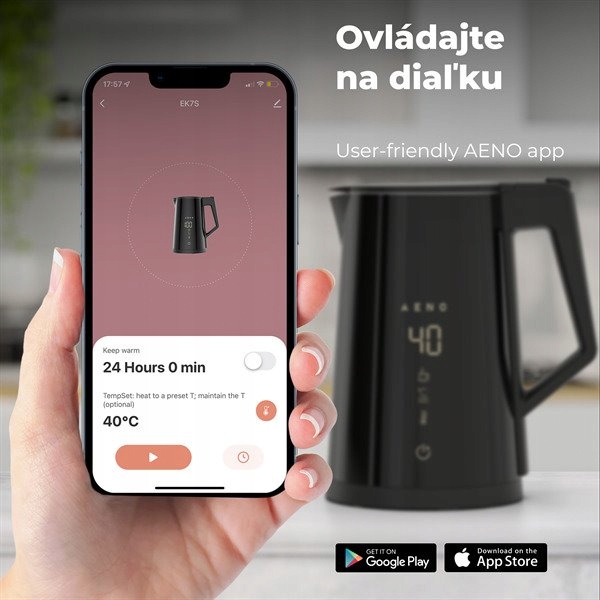 Elektrická kanvica Aeno EK7S 1850 W 1,7 l čierna