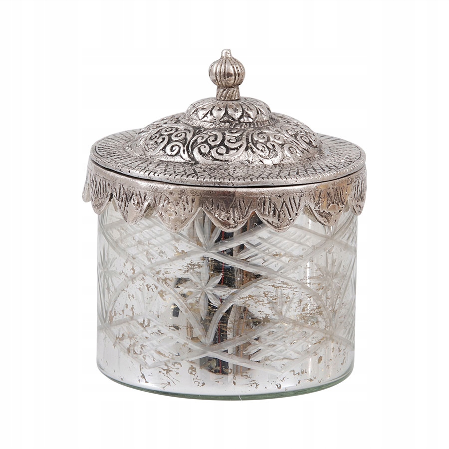 SZKATUŁKA SREBRNA Z POKRYWKĄ 14x12cm POJEMNIK