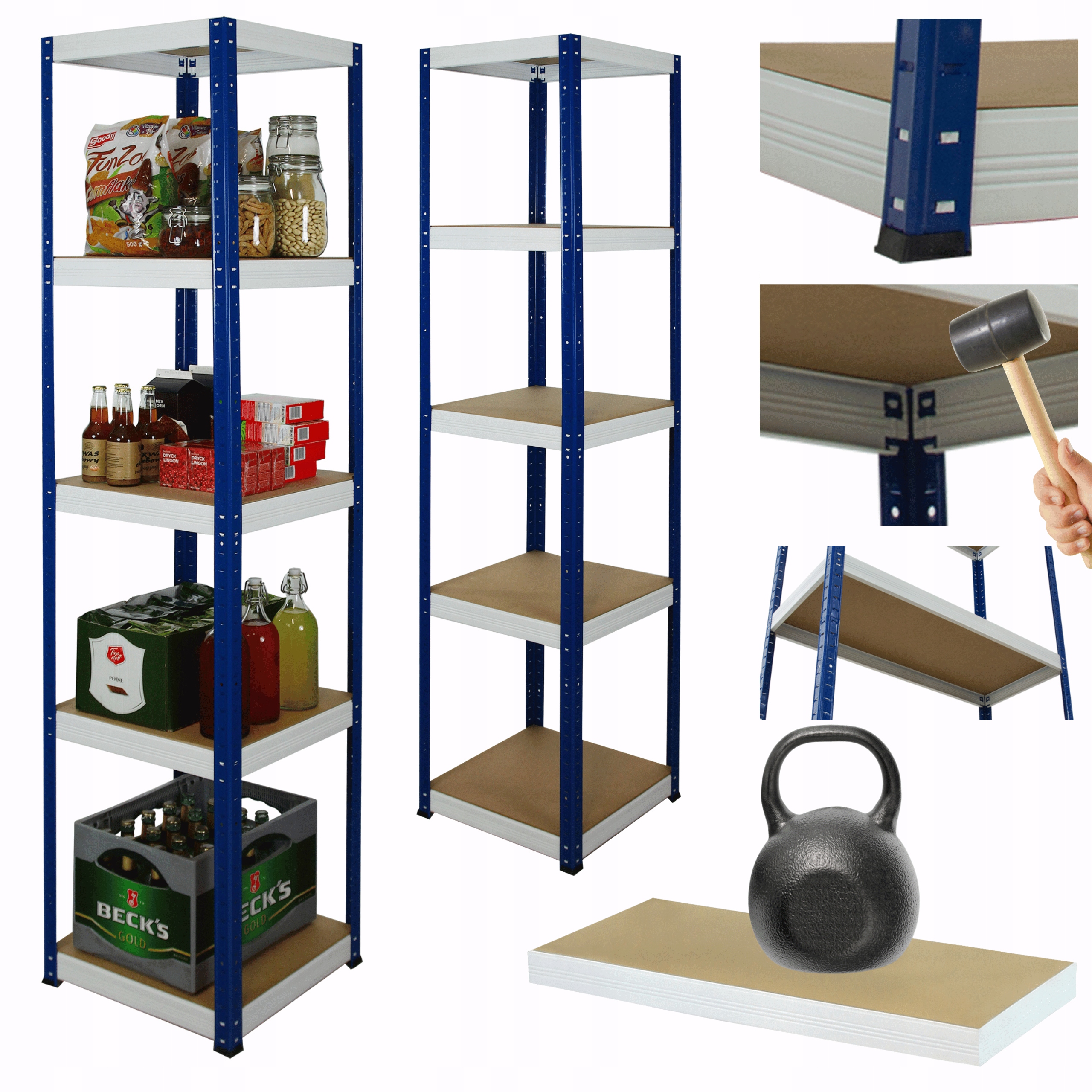 Kovový skladový regál Helios 180x40x40 cm 5Px175 kg Pl Silný