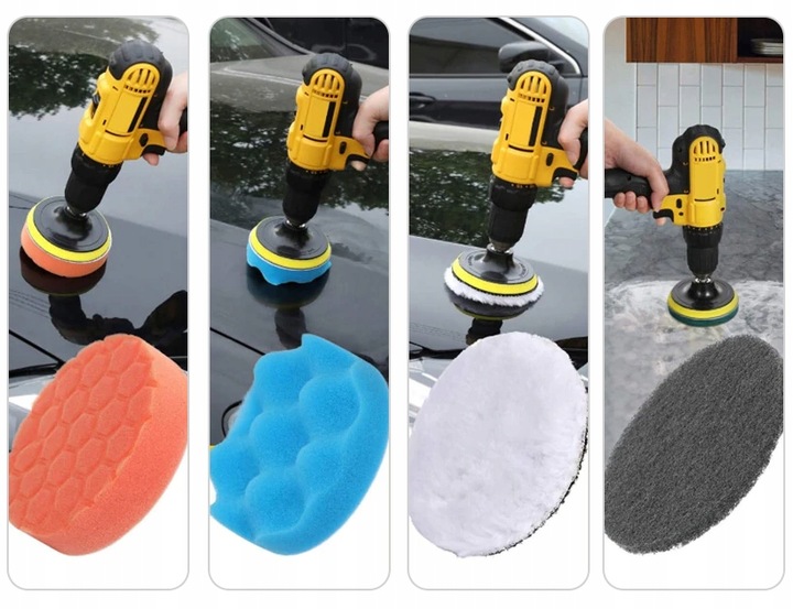 SZCZOTKI SPRZĄTAJĄCE CZYSZCZĄCE NA WIERTARKĘ WKRĘTARKĘ PADY NYLONOWE ZESTAW Marka Pixel