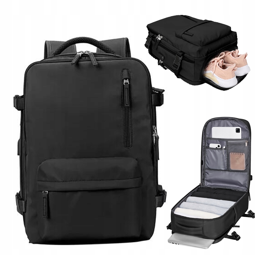 Cestovní Taška Turistická Taška Na Zavazadla 34 L Do Letadla Usb, Černá