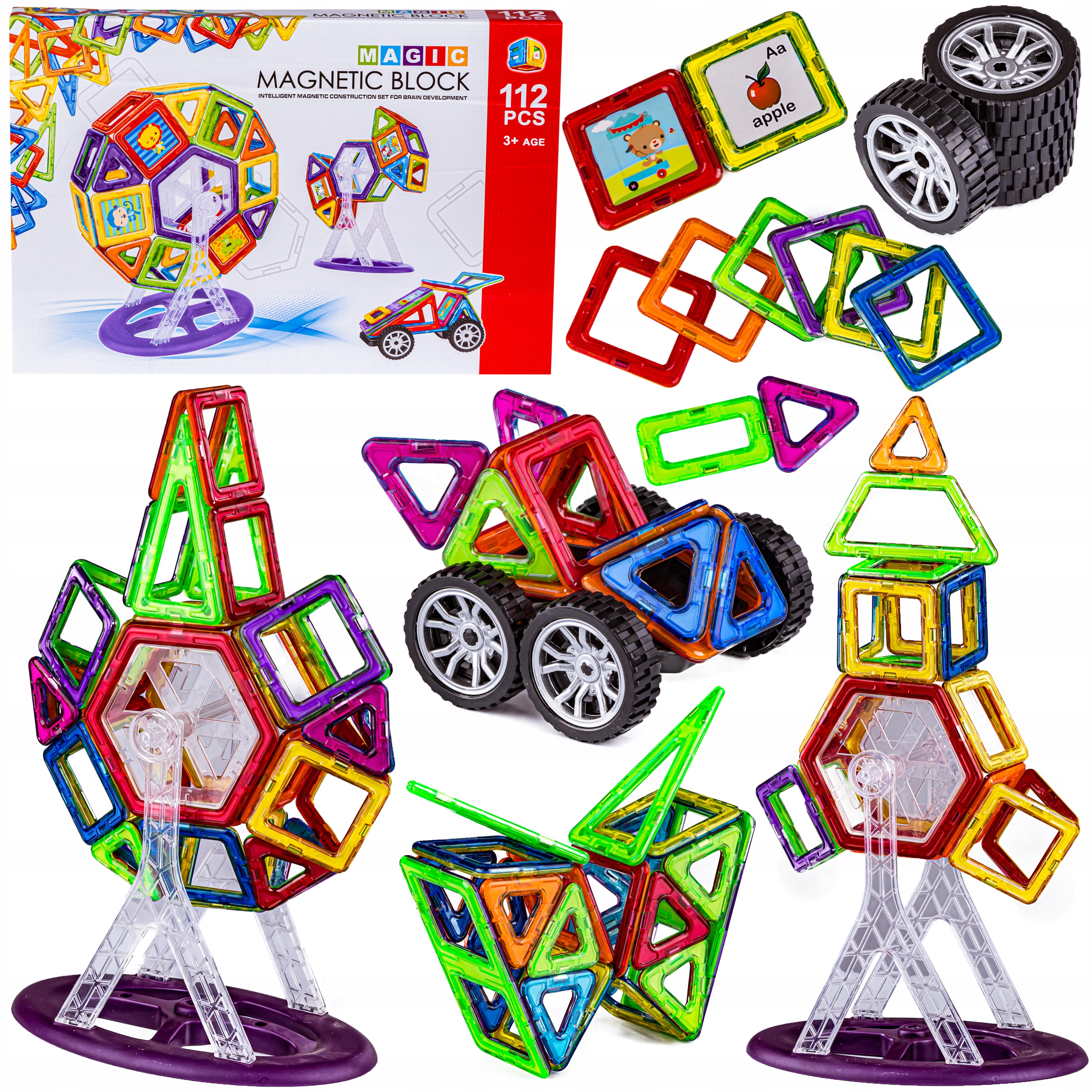 

Duże Klocki Magnetyczne konstrukcyjne 3D 112El