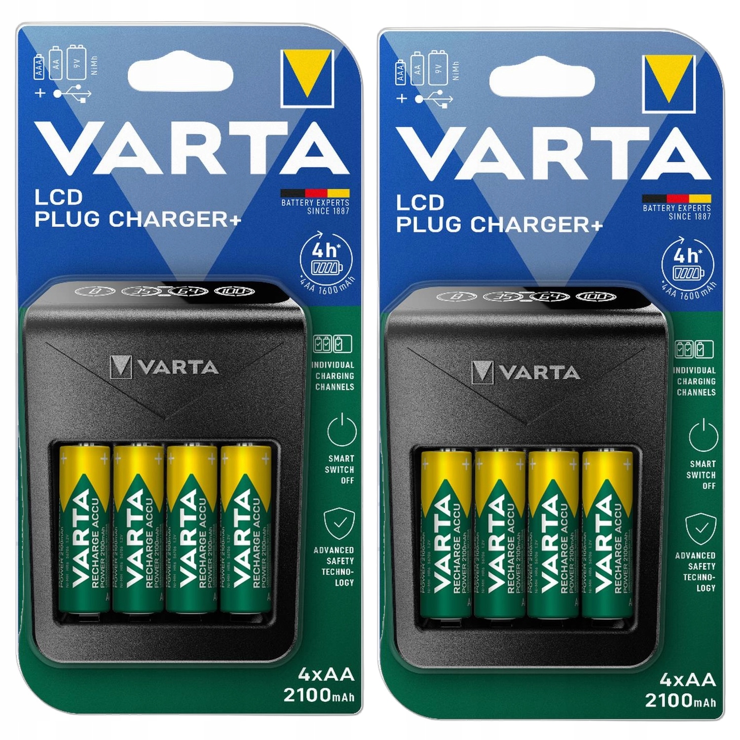 Varta LCD rychlonabíječka 4ks Baterie baterie Tužkové Baterie Aa 2100 mAh x2