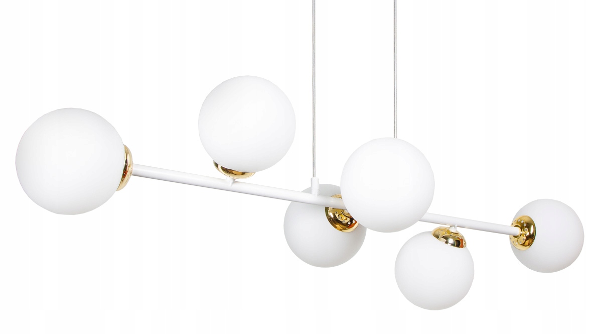 

Lampa Wisząca Sufitowa Żyrandol Złota Biała Kule