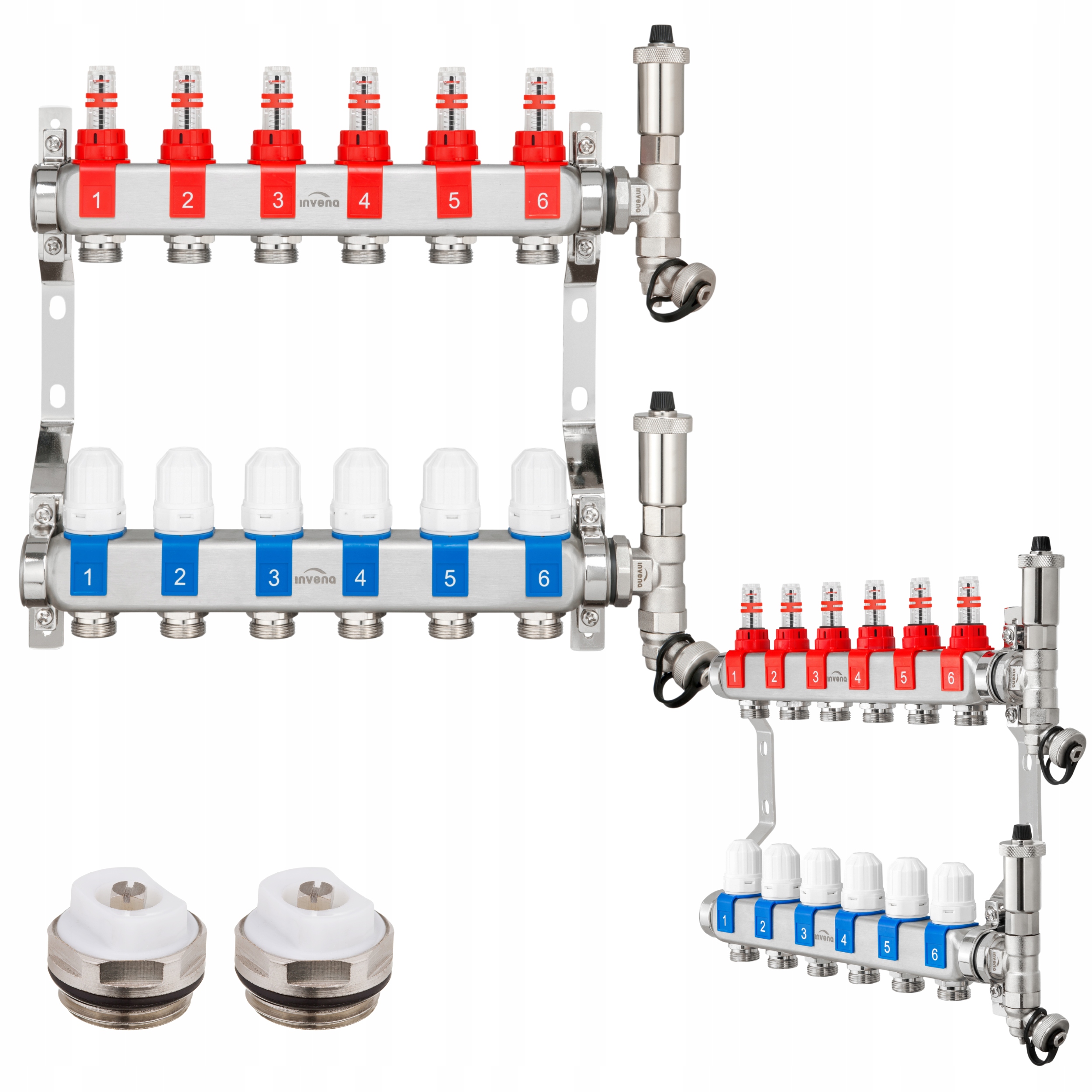 Podlahový Rozdělovač Podlahového Vytápění S 6 Obvodovými Částmi, Ocelový, Nerez