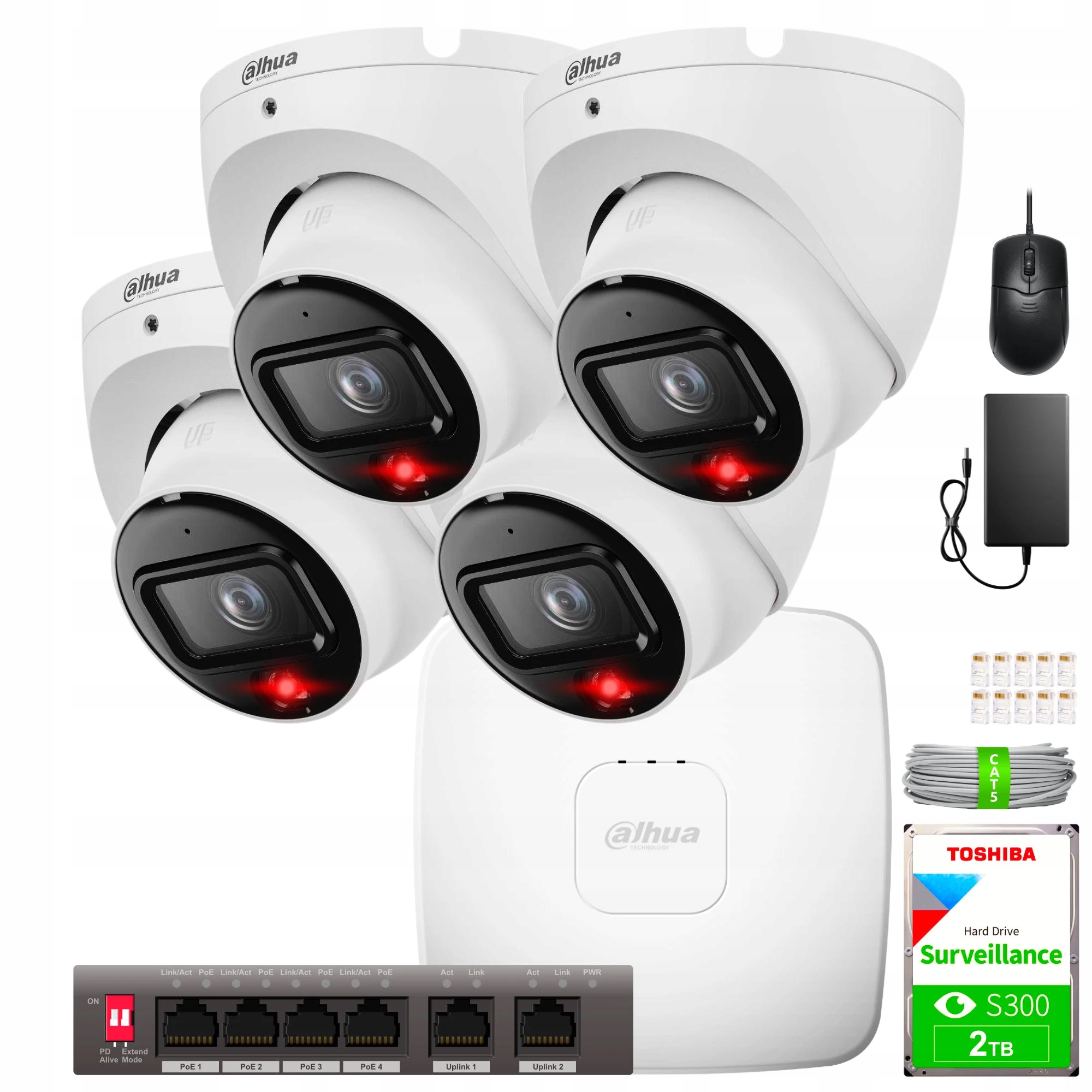 Zestaw Monitoringu 4X IPC-HDW1639T-A-IL-0280B-S6 6MPX IR30M Dwdr Dahua