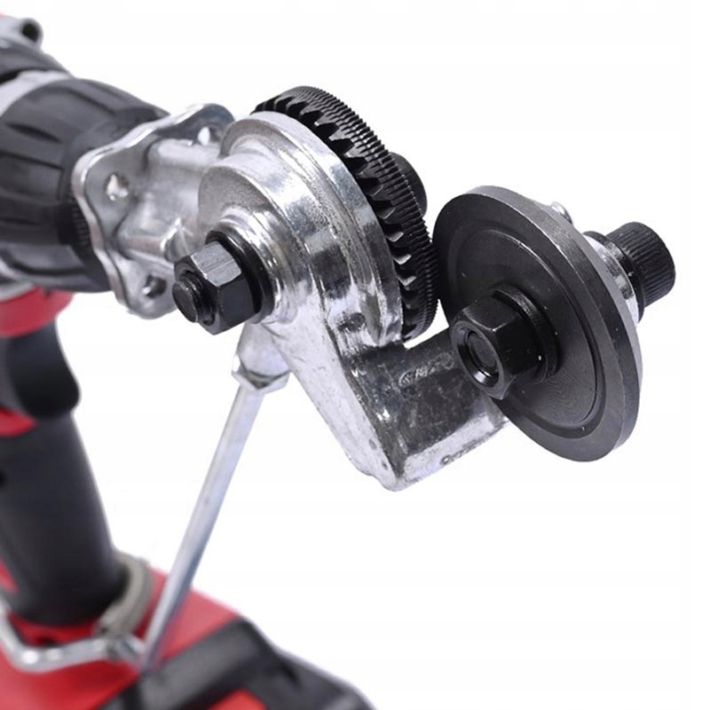 PRZYSTAWKA NA WIERTARKĘ KOŃCÓWKA DO CIĘCIA BLACHY METALU ADAPTER NAKŁADKA Zasilanie ręczne