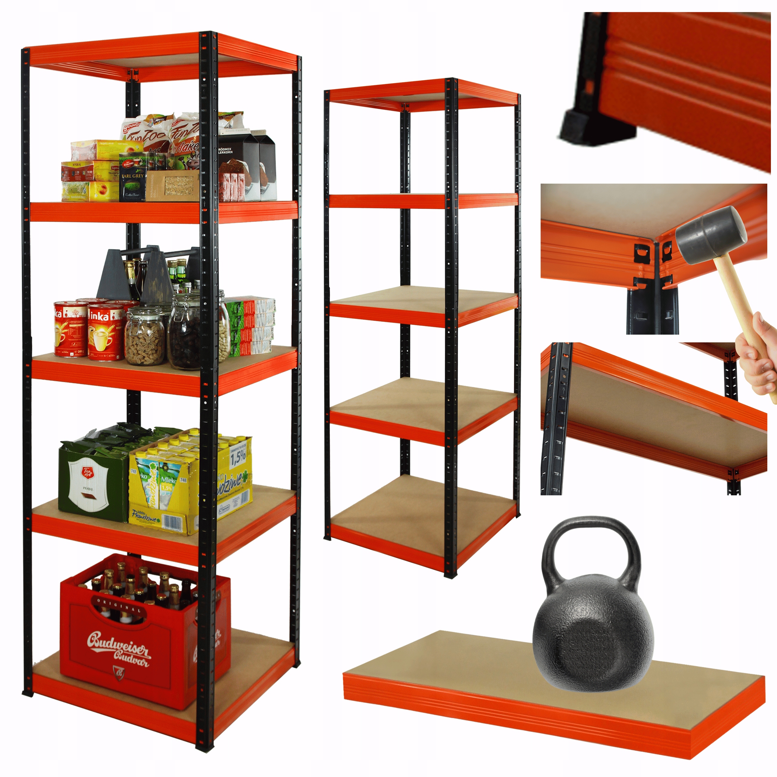 Kovový skladový regál Helios 180x40x40 cm 5Px175 kg Trvanlivý Pl