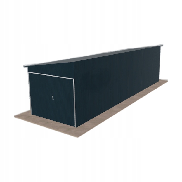 Plechová garáž 2.5 x 9 m s jednopolohovým spádem doleva Grafit