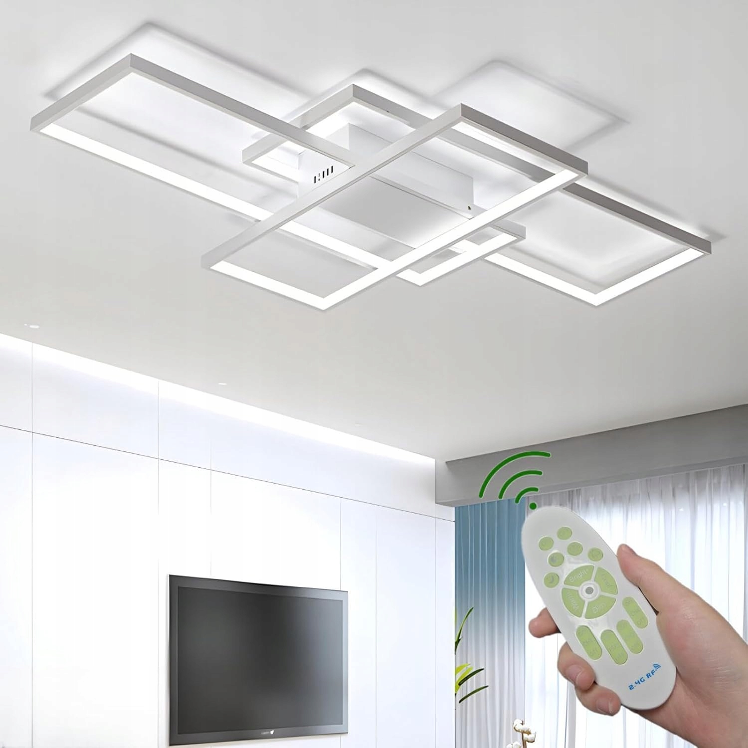 Moderný Led luster Deevin 59W s diaľkovým ovládaním, dizajn 3, biely