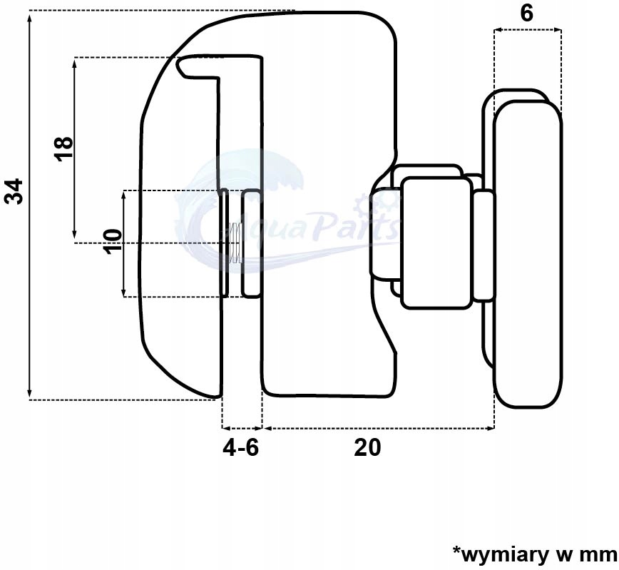 ROLKA GÓRNA CZARNA 23mm do kabiny ROL-01-B Marka Aquaparts