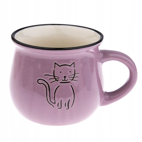 

Ceramiczny kubek beczułka fioletowy kotek 440 ml
